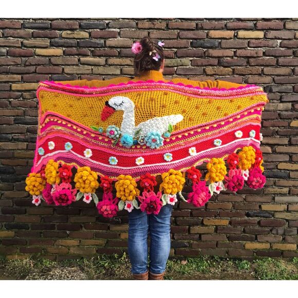 Handmade Colorful crochet shawl - Picture 1 of 5